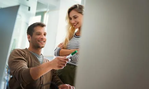 Software engineers working on project and programming in company. Startup b.. Stock Photos