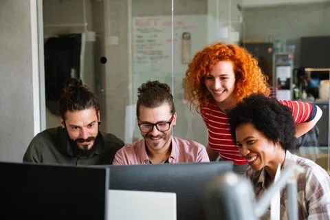 Software engineers working on project and programming in company. Startup 写真素材