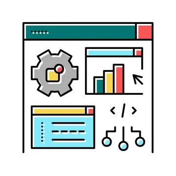 Software erp color icon vector illustration Illustrazione stock