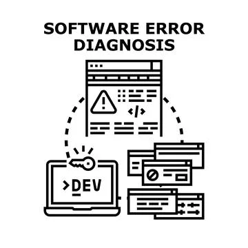 Software error diagnosis and debugging concept development Illustrazione stock
