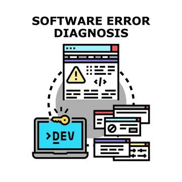 Software error diagnosis and debugging concept development Stock Illustration