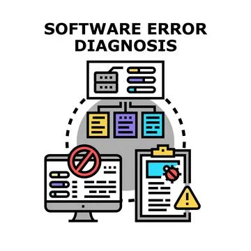 Software error diagnosis finding and fixing bugs 库存插图