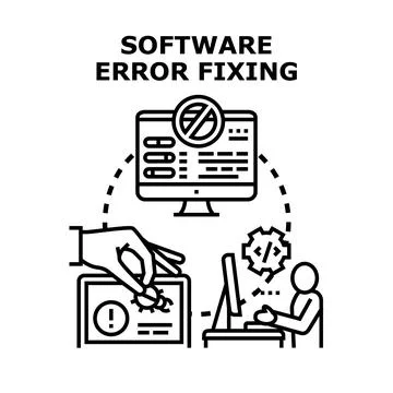 Software error fixing debugging programming process Stock Illustration