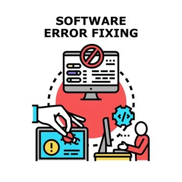Software error fixing debugging programming process Stockillustratie