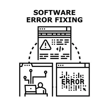 Software error fixing process developing coding programming イラスト素材