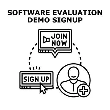 Software evaluation demo registration user signup concept 库存插图
