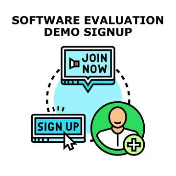 Software evaluation demo registration user signup concept Stock Illustration