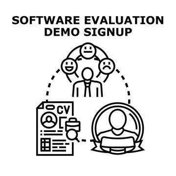 Software evaluation demo signup process illustrating user feedback イラスト素材