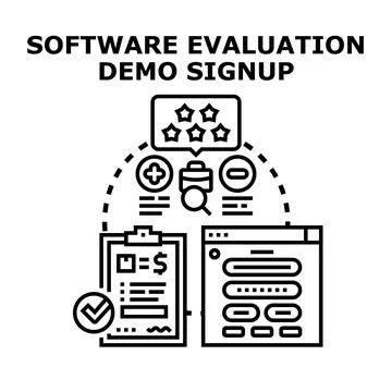 Software evaluation demo signup process concept Ilustração Stock