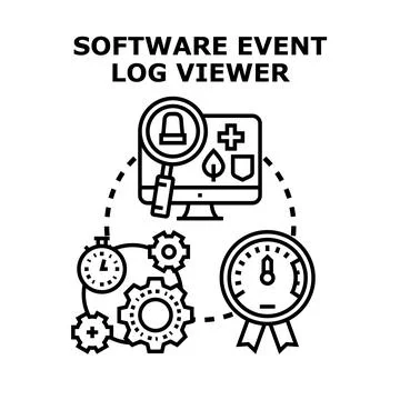 Software event log viewer examining security data Ilustración de archivo