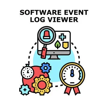 Software event log viewer examining security data Stock Illustration