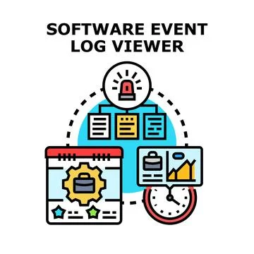 Software event logging system viewing activity concept 스톡 일러스트