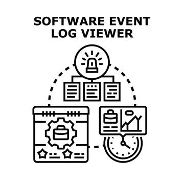 Software event logging system viewing activity concept Stock Illustration
