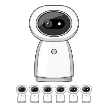 Software facial recognition camera cartoon vector graphic 스톡 일러스트