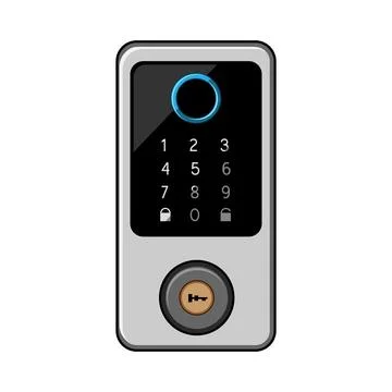 Software facial recognition lock cartoon vector illustration イラスト素材