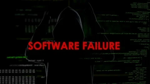 Software failure, unsuccessful attempt to hack server, disappointed criminal Video stock 84536979