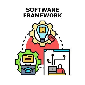 Software framework concept with development and innovation process Stock Illustration