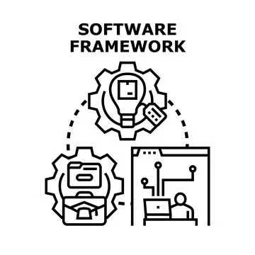 Software framework concept with development and innovation process Stockillustratie