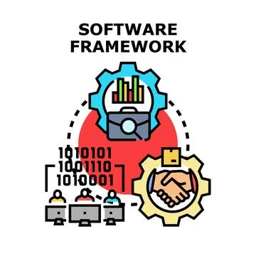 Software framework development concept for business programming 库存插图