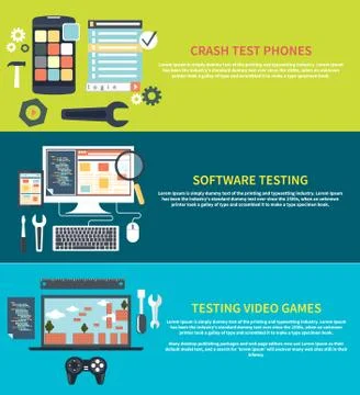Software, games, phones crash testing Illustrazione stock