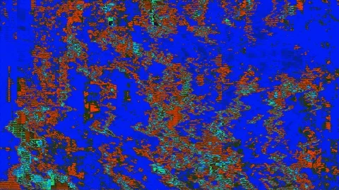 Software generated glitched animation, rainbow bad signal effect. Stock Footage 121405024