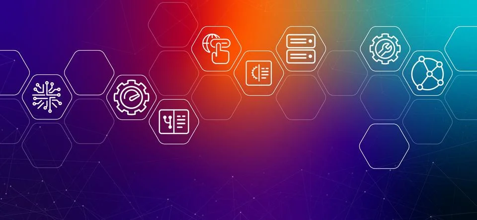 Software gradient header programming testing network connection application Stock Illustration