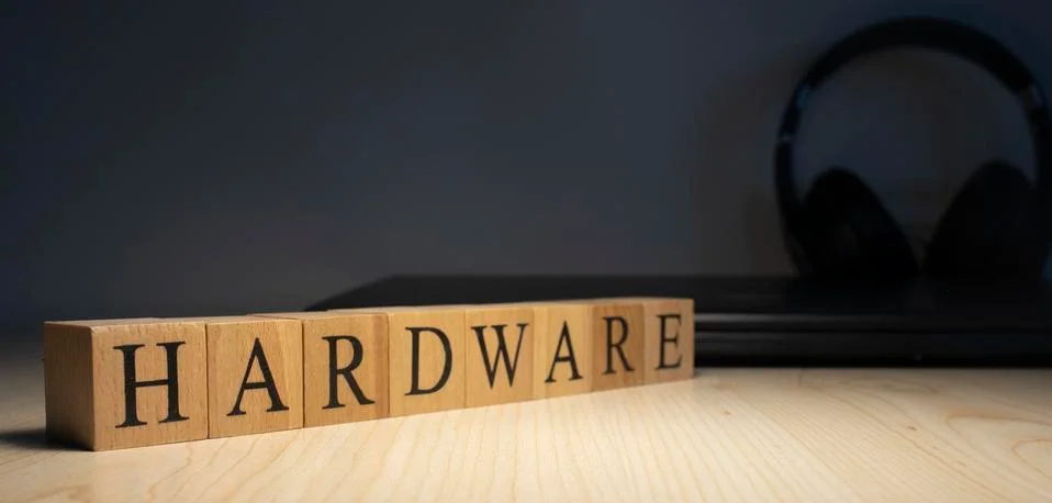 Software hardware update and upgrade words made of wooden cubes . Close up Stock Photos