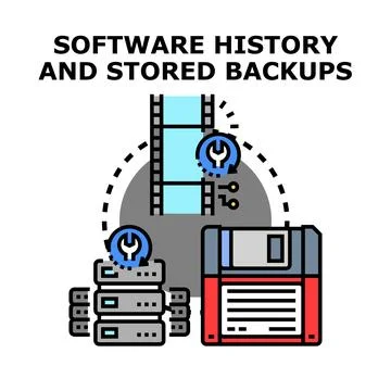 Software history and stored backups concept illustration イラスト素材