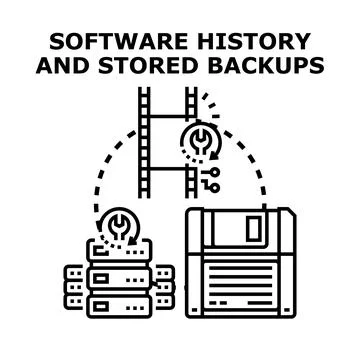Software history and stored backups concept illustration Stock Illustration
