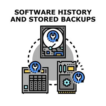 Software history backups and data storage concept Stock Illustration