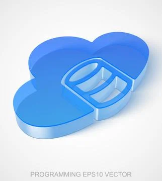 Software icon: extruded Blue Transparent Plastic Database With Cloud, EPS 10 Stock Illustration