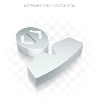Software icon: Flat metallic 3d Programmer With Cloud, transparent shadow EPS 10 Stock Illustration