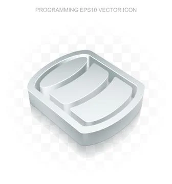 Software icon: Flat metallic 3d Database, transparent shadow, EPS 10 vector Stock Illustration
