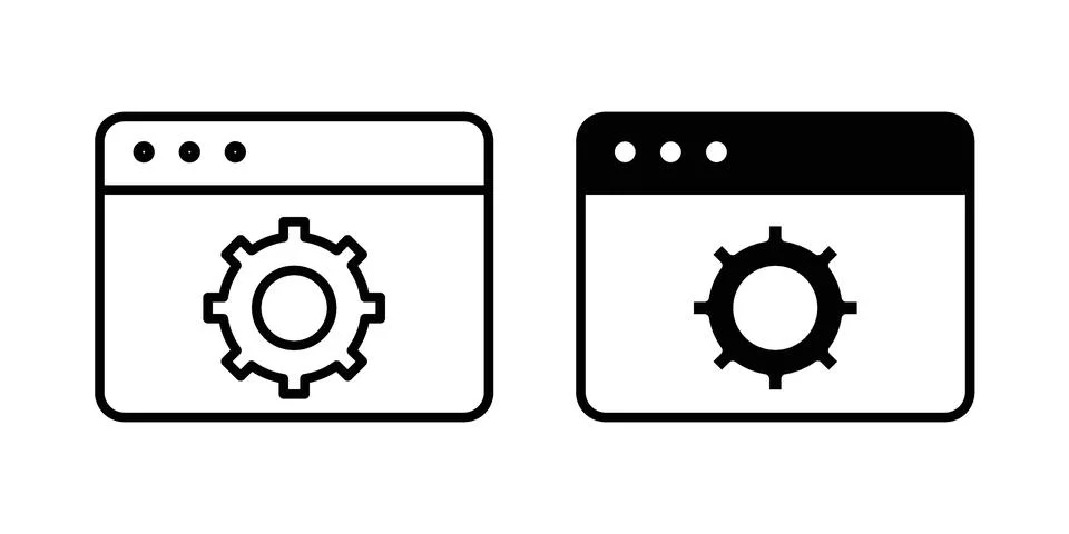 Software icon linear versions pack on white background Illustrazione stock