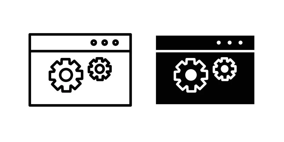 Software icon set modern line and solid style collection. Illustrazione stock