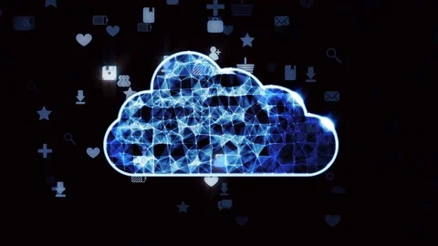 Software icons Loopable flow under abstract cloud Stock Footage 84475473