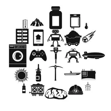 Software icons set, simple style Illustrazione stock