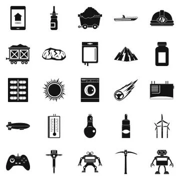 Software icons set, simple style Illustrazione stock
