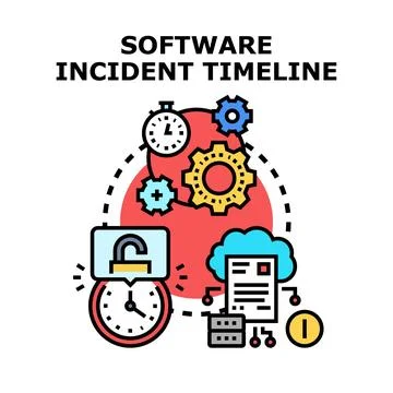 Software incident timeline identifying security and resolution process イラスト素材