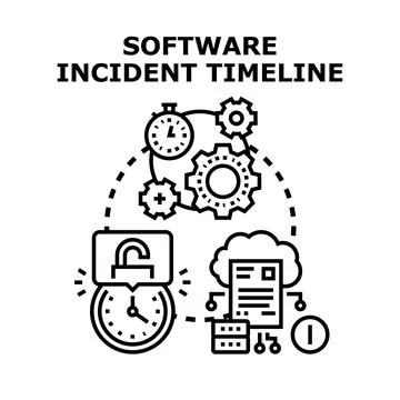 Software incident timeline identifying security and resolution process イラスト素材
