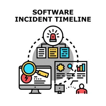 Software incident timeline management and response concept Stockillustratie