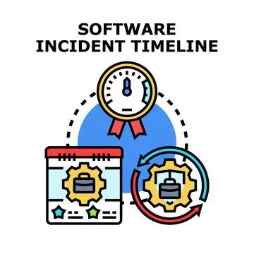 Software incident timeline managing process and deadlines Stock Illustration