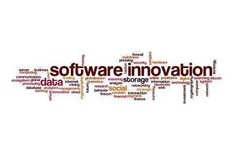 Software innovation word cloud concept Illustrazione stock