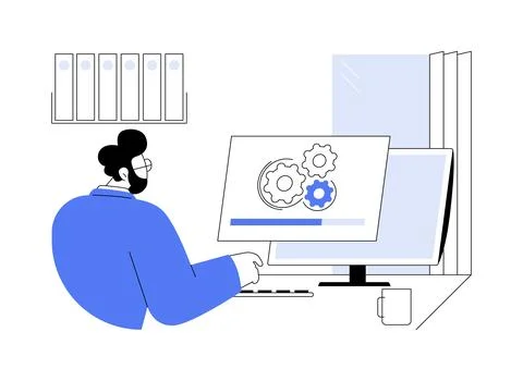 Software installation abstract concept vector illustration. Illustrazione stock