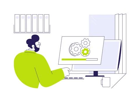 Software installation abstract concept vector illustration. Illustrazione stock