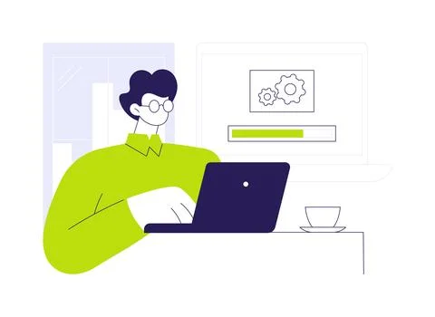 Software installation abstract concept vector illustration. Illustrazione stock