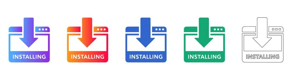 Software Installation Browser Icons Set イラスト素材