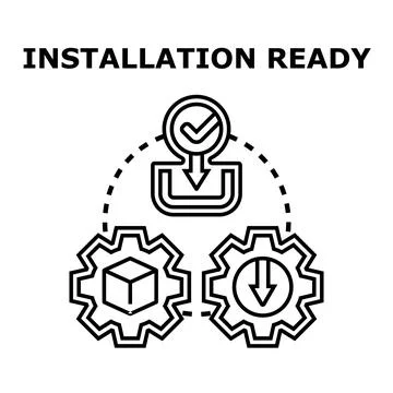 Software installation complete and system ready concept Stock Illustration