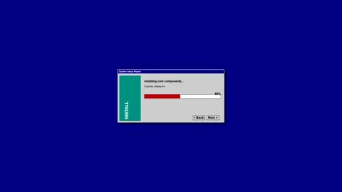 Software installation progress bar on computer screen Stock Footage 346805944