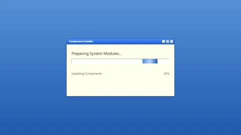Software installation progress bar loading on computer screen Stock Footage 346712696